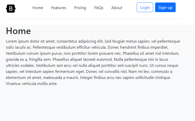 Header with login buttons