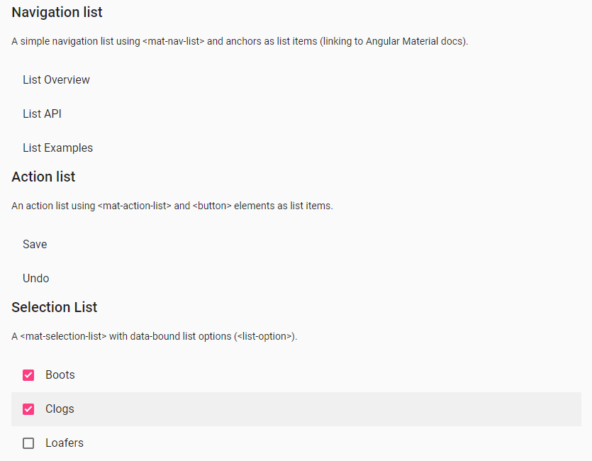 Material Lists